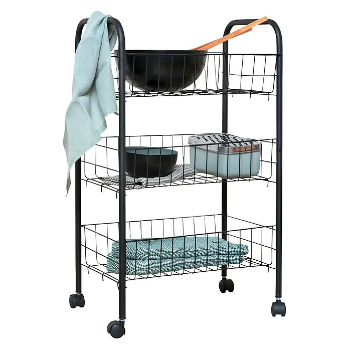 Wenko Carro de cocina Florenz - L x An x Al: 25 x 39 x 63 cm, Negro - Producto en uso