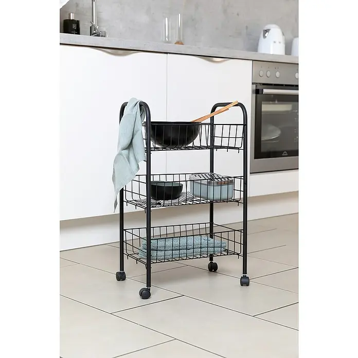 Wenko Carro de cocina Florenz - L x An x Al: 25 x 39 x 63 cm, Negro - Producto en uso