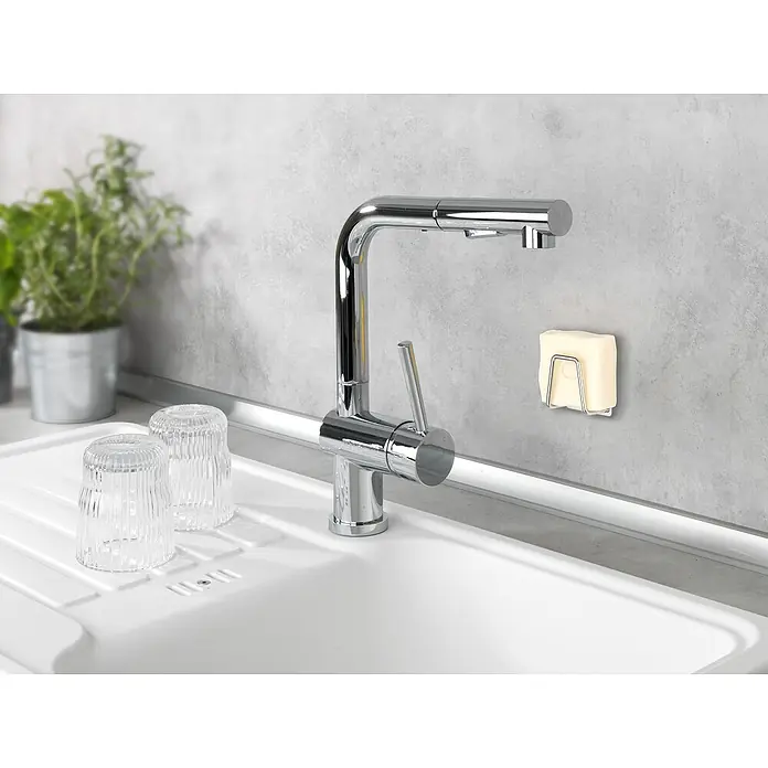 Wenko Soporte universal Edea - L x An x Al: 3,5 x 5 x 5 cm, Acero inoxidable - Producto en uso