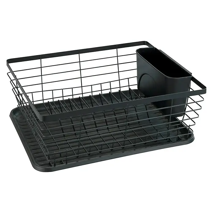 Wenko Escurreplatos Drip - L x An x Al: 30,3 x 36 x 15 cm, Negro - Vista angular