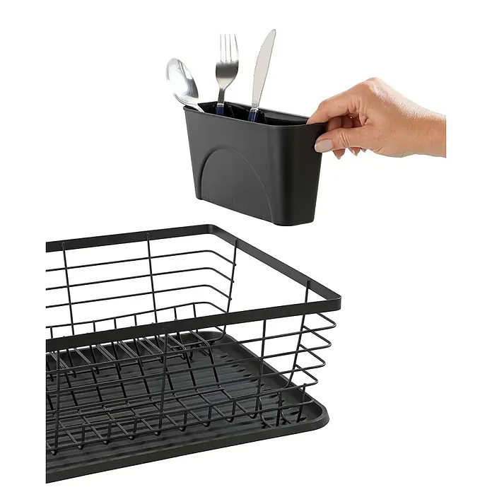 Wenko Escurreplatos Drip - L x An x Al: 30,3 x 36 x 15 cm, Negro - Producto en uso