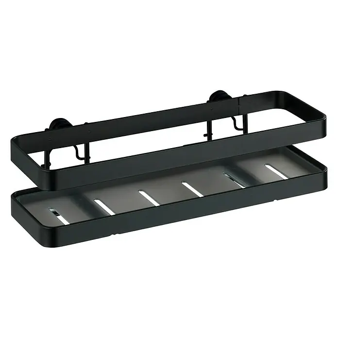 Wenko Estante especiero Gala - L x An x Al: 7 x 22 x 5,5 cm, Metal, Negro - Vista angular