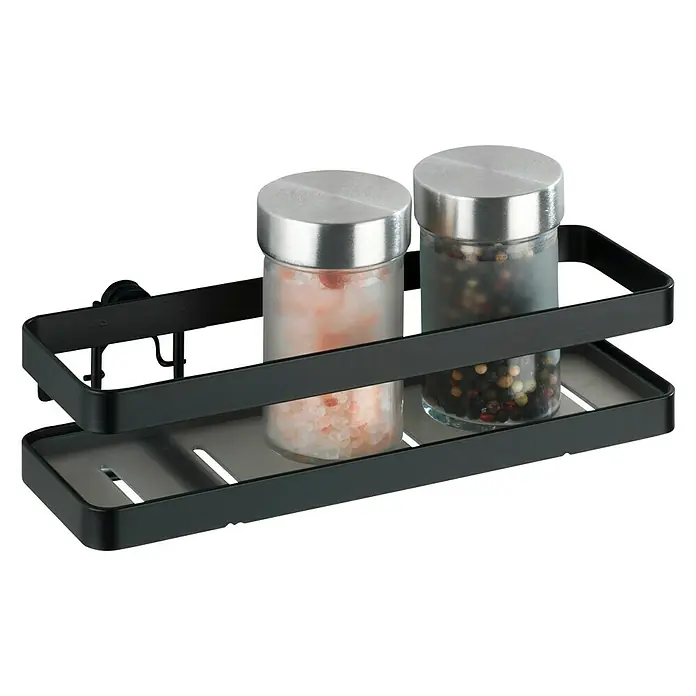Wenko Estante especiero Gala - L x An x Al: 7 x 22 x 5,5 cm, Metal, Negro - Vista angular