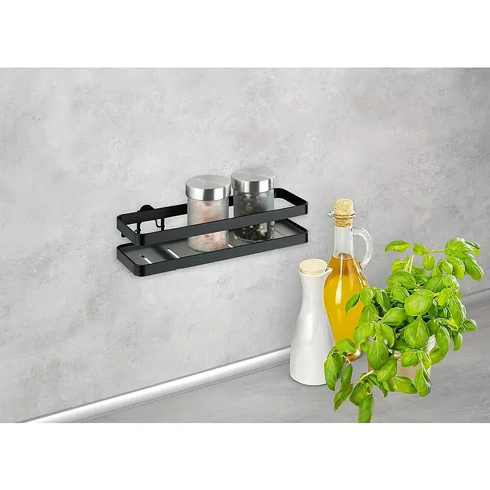 Wenko Estante especiero Gala - L x An x Al: 7 x 22 x 5,5 cm, Metal, Negro - Producto en uso
