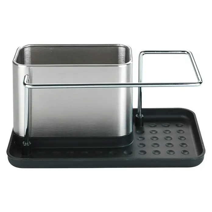 Wenko Organizador para el fregadero Orio - L x An x Al: 12 x 21 x 10,5 cm, Acero inoxidable - Vista frontal