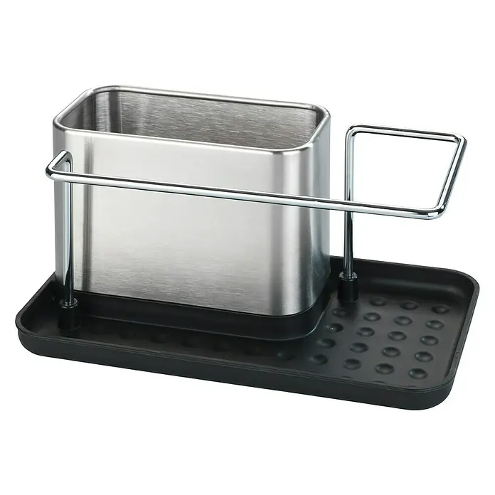 Wenko Organizador para el fregadero Orio - L x An x Al: 12 x 21 x 10,5 cm, Acero inoxidable - Vista angular