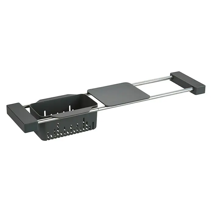 Wenko Organizador asistente para fregadero Cami - L x An x Al: 14 x 43,5 x 8 cm, Gris - Vista angular