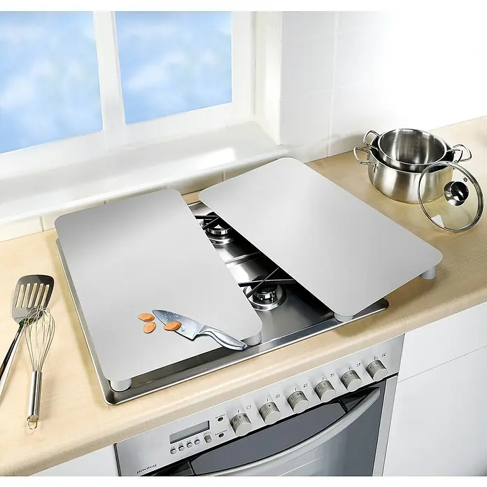 Wenko Placa de protección de vidrio Plata - 30 x 52 cm - Producto en uso