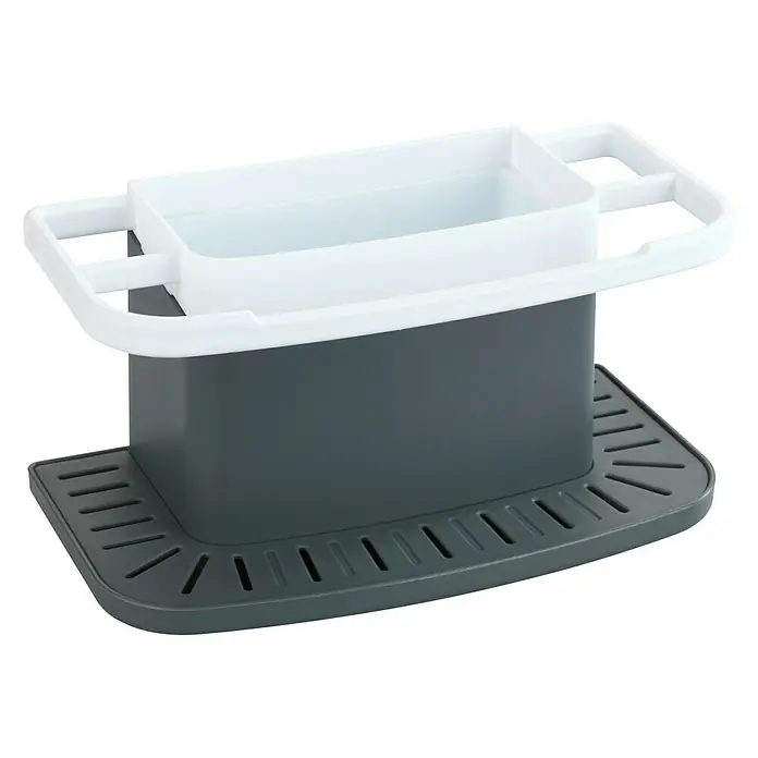Wenko Organizador para el fregadero Cosmo - L x An x Al: 11,5 x 21 x 11 cm, Gris - Vista angular