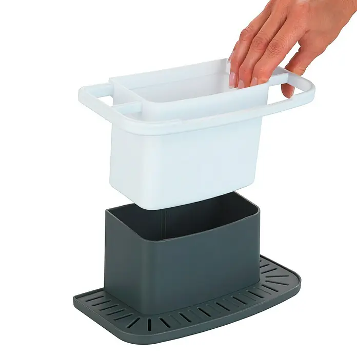 Wenko Organizador para el fregadero Cosmo - L x An x Al: 11,5 x 21 x 11 cm, Gris - Primer plano
