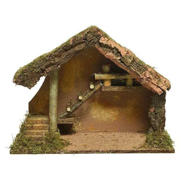 Krippe natürlich grün - L x B x H: 19 x 39 x 28 cm, Holz - Vorderansicht