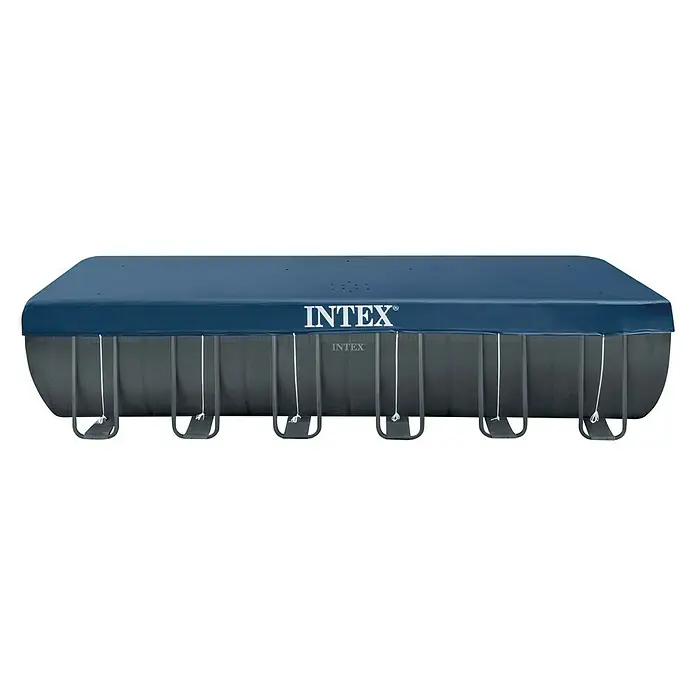 Intex Frame-Pool-Set Ultra Quadra XTR - L x B x H: 732 x 366 x 132 cm, Fassungsvermögen: 31,8 m³, Dunkelgrau, Inkl. Sandfilteranlage - Vorderansicht