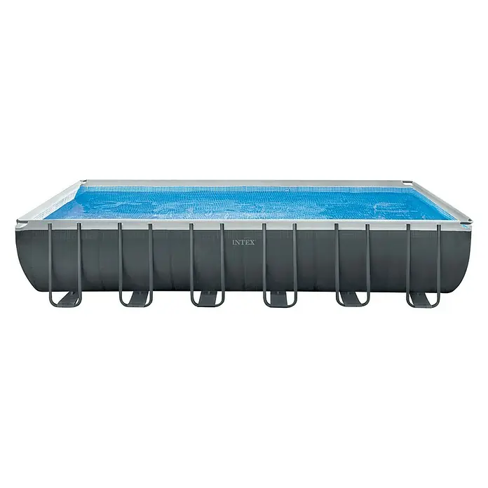 Intex Frame-Pool-Set Ultra Quadra XTR - L x B x H: 732 x 366 x 132 cm, Fassungsvermögen: 31,8 m³, Dunkelgrau, Inkl. Sandfilteranlage - Vorderansicht