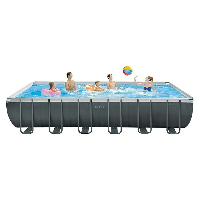 Intex Frame-Pool-Set Ultra Quadra XTR - L x B x H: 732 x 366 x 132 cm, Fassungsvermögen: 31,8 m³, Dunkelgrau, Inkl. Sandfilteranlage - Anwendungsbeispiel