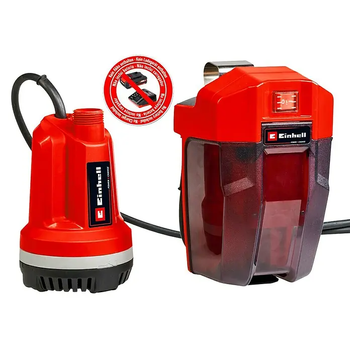 Einhell Power X-Change Akku-Klarwasserpumpe GE-PP 18 RB LI SOLO - 18 V, Ohne Akku, Max. Fördermenge: 3.000 l/h - Diagonale Ansicht