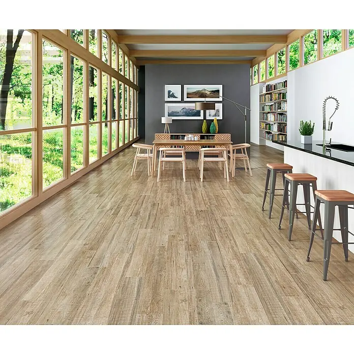 Pavimento porcelánico Alen - 23 x 120 cm, Natural - Foto ambiente