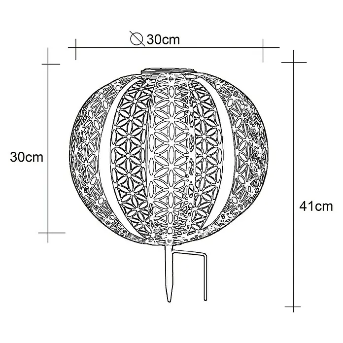 Globo Solarleuchte - Erdspieß, Warmweiß, Ø x H: 30 x 41 cm