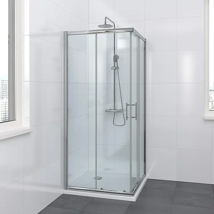 Bruynzeel Douchecabine met hoekinstap Riva vierkant - 90 x 90 x 195 mm, Hoekinstap - Sfeeropname