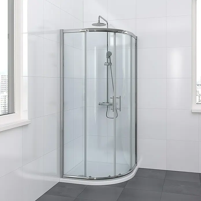Bruynzeel Douchecabine Riva kwartrond - 90 x 90 x 195 mm, Hoekinstap - Sfeeropname