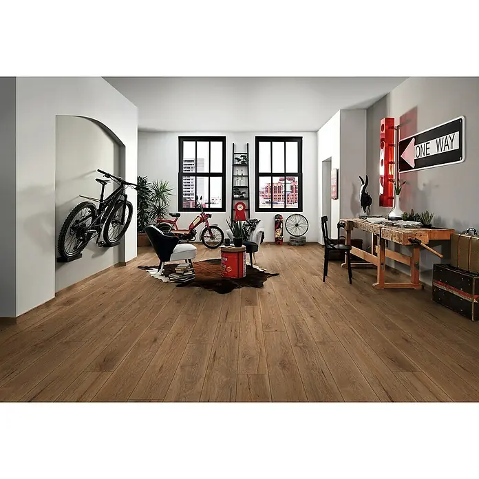 LOGOCLIC Vinto Laminat Nussbaum - 1.285 x 192 x 8 mm, Rustikalni pod - Živopisni prikaz