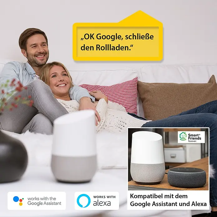 Schellenberg Funk-Rollladen-Gurtwickler Rollo Drive 75 Premium - L x B x H: 155 x 37 x 199 mm, Gurtbreite: 14 mm - 15 mm, Zugkraft: 30 kg, Unterstützte Systeme: Abus Smart Friends System - Anwendungsbeispiel
