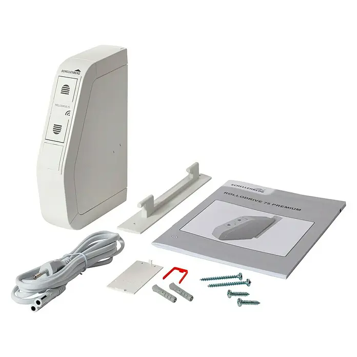 Schellenberg Funk-Rollladen-Gurtwickler Rollo Drive 75 Premium - L x B x H: 155 x 37 x 199 mm, Gurtbreite: 14 mm - 15 mm, Zugkraft: 30 kg, Unterstützte Systeme: Abus Smart Friends System - Diagonale Ansicht