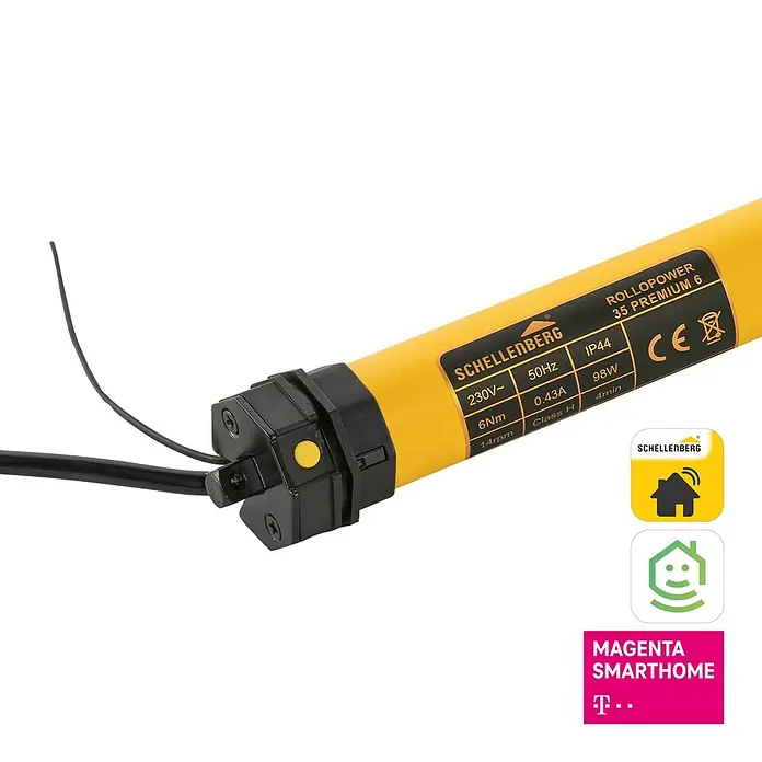 Schellenberg Funk-Rohrmotor Premium 6 Mini - Max. Rollladenfläche: 4 m² bei Kunststoffrollläden, Einbaulänge: 570 mm, Zugkraft: 15 kg - Detailaufnahme