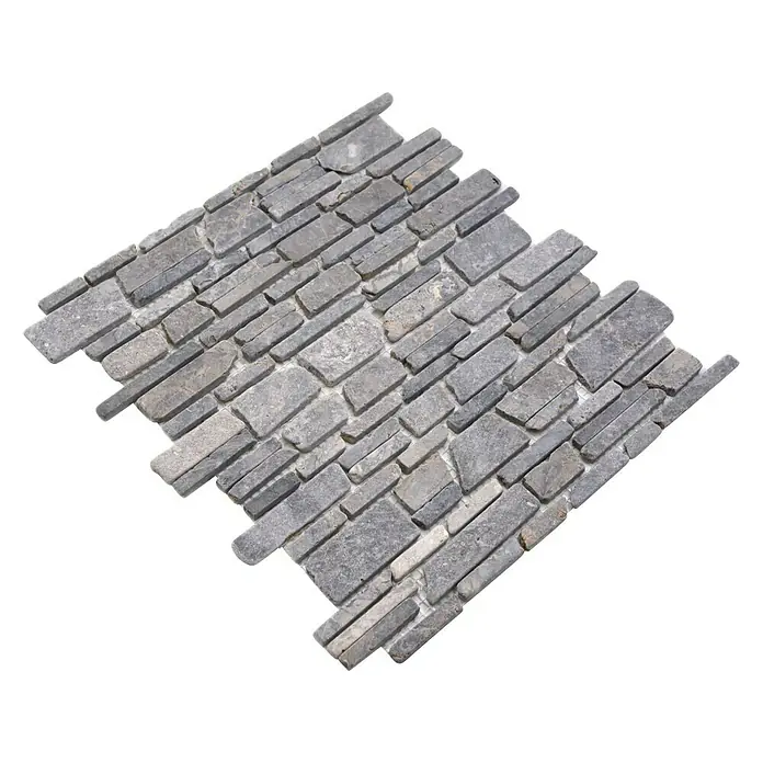 Mozaïektegel MOS brick 230 - 30,5 x 30,5 cm, Grijs, Mat - Diagonaal zicht