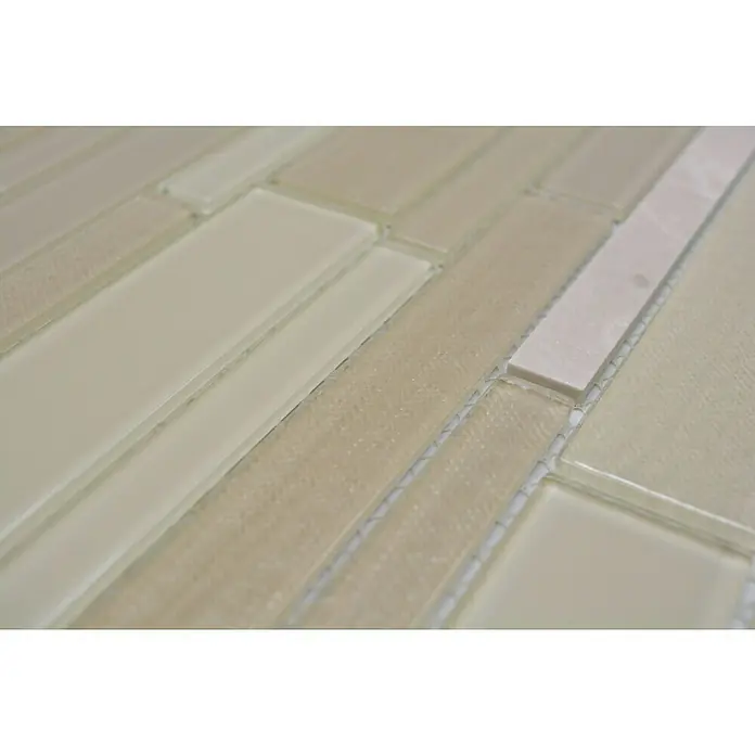 Mozaïektegel verband glas Mix CM GV14 - 28,6 x 30 cm, Beige, Glanzend - Close-up