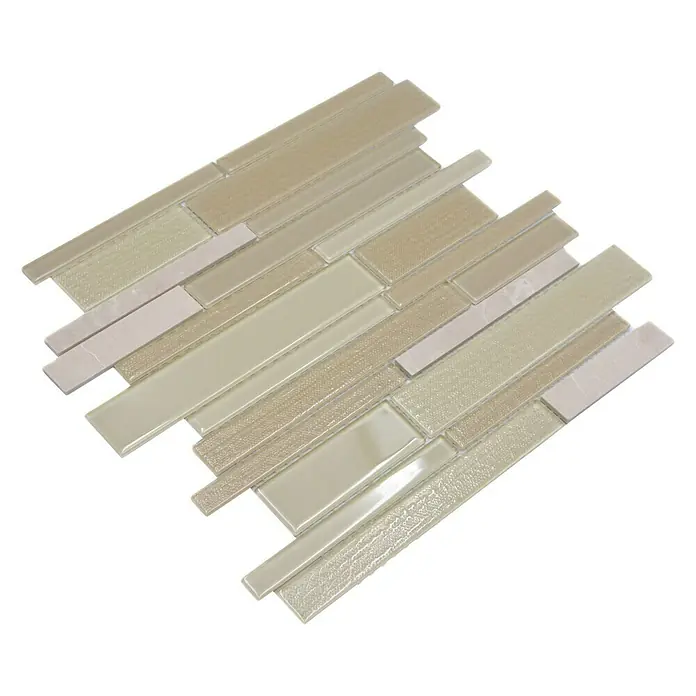 Mozaïektegel verband glas Mix CM GV14 - 28,6 x 30 cm, Beige, Glanzend - Diagonaal zicht