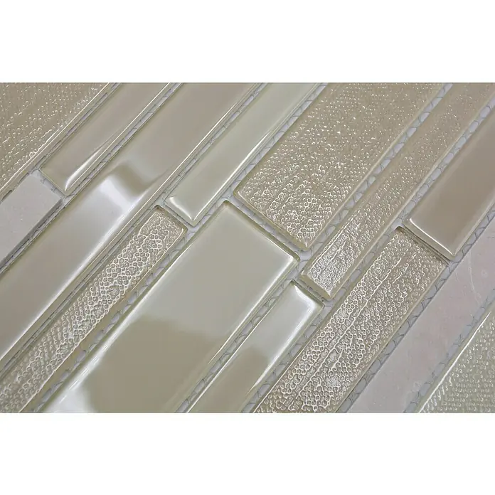 Mozaïektegel verband glas Mix CM GV14 - 28,6 x 30 cm, Beige, Glanzend - Close-up