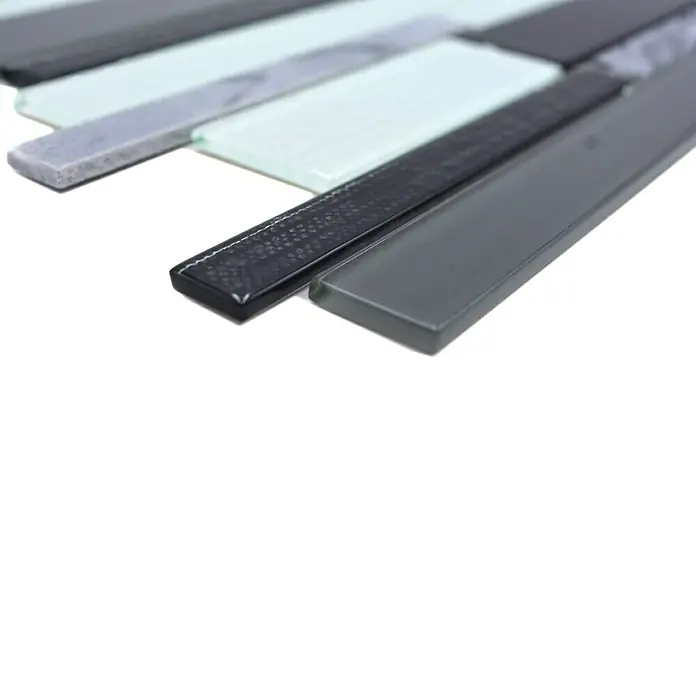 Mozaïektegel verband glas Mix CM GV34 - 28,6 x 30 cm, Grijs/Zwart, Glanzend - Close-up