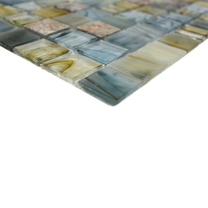 Mozaïektegel vierkant glas Mix XCR 2505 - 30,2 x 30,2 cm, Grijs, Glanzend - Close-up