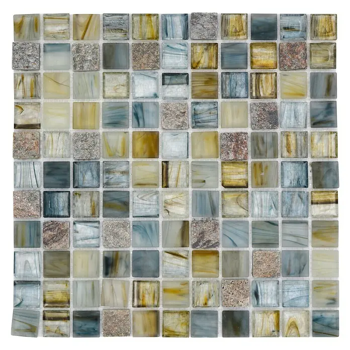 Mozaïektegel vierkant glas Mix XCR 2505 - 30,2 x 30,2 cm, Grijs, Glanzend - Bovenaanzicht