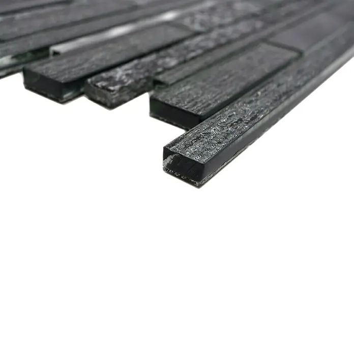Mozaïektegel verband glas Mix XAM GV84 - 29,8 x 31 cm, Zwart, Glanzend - Close-up