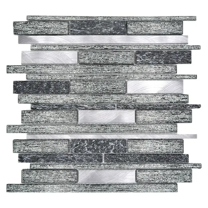 Mozaïektegel verband glas Mix XAM GV84 - 29,8 x 31 cm, Zwart, Glanzend - Vooraanzicht