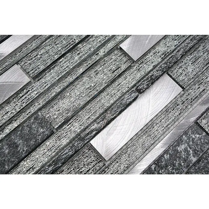Mozaïektegel verband glas Mix XAM GV84 - 29,8 x 31 cm, Zwart, Glanzend - Close-up