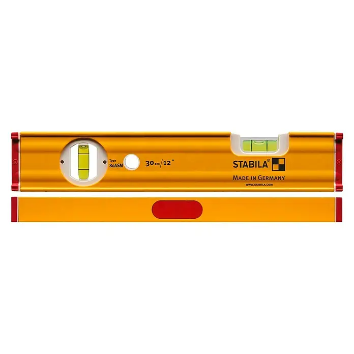 Stabila Wasserwaage TYPE 80 ASM - Länge: 30 cm, Anzahl Libellen: 2 Stk. - Vorderansicht