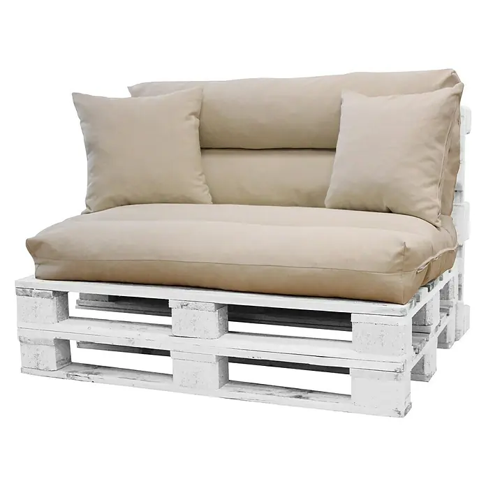 Set cojines para palet Liso con palets Blancos - 120 x 80 x 45 cm - Vista angular