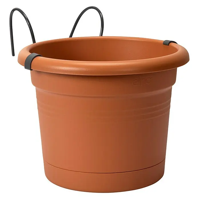 Elho Pflanztopf All In 1 - Außenmaß (Ø x H): 26 x 18,5 cm, Kunststoff, Terracotta - Diagonale Ansicht