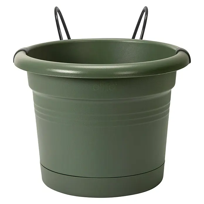 Elho Maceta para planta All in 1 - Dimensiones externas (Ø x Al): 20 x 18 cm, Plástico, Verde - Vista frontal