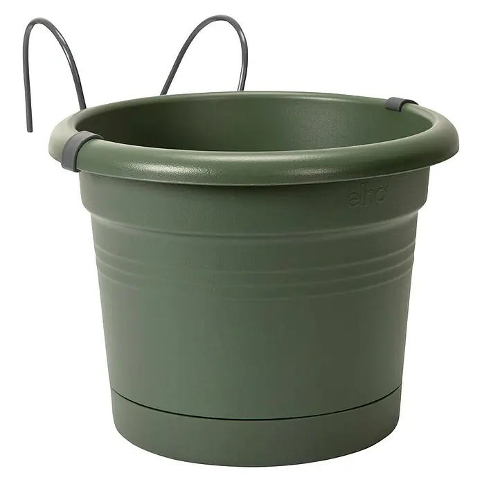 Elho Maceta para planta All in 1 - Dimensiones externas (Ø x Al): 20 x 18 cm, Plástico, Verde - Vista angular