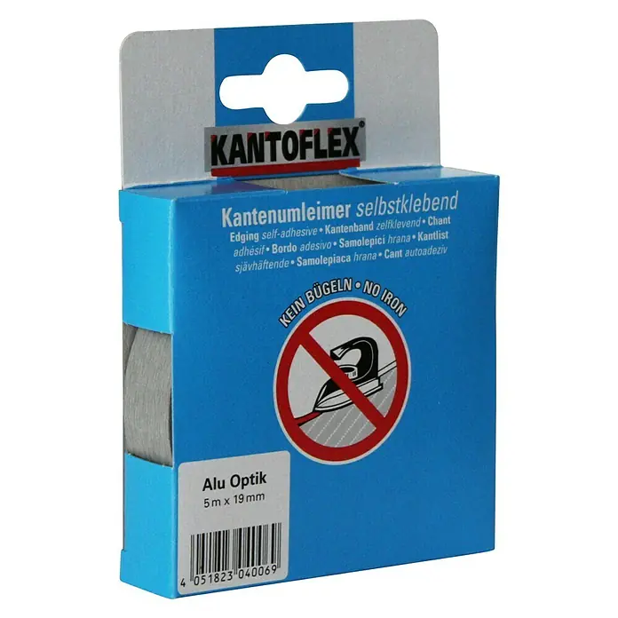 Kantoflex Umleimer - Aluminium-Optik, 5 m x 19 mm - Diagonale Ansicht