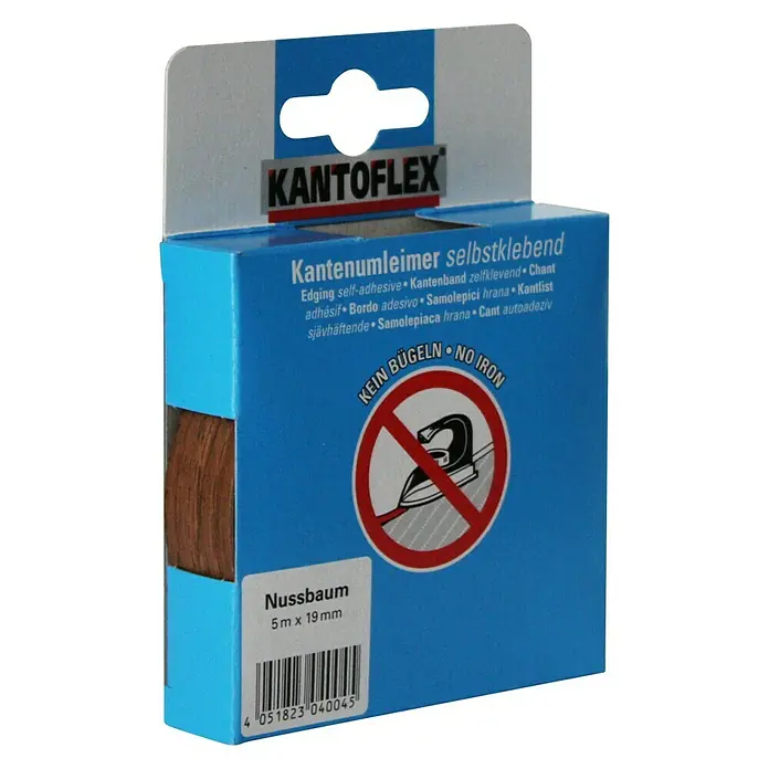 Kantoflex Umleimer - Nussbaum, 5 m x 19 mm - Diagonale Ansicht