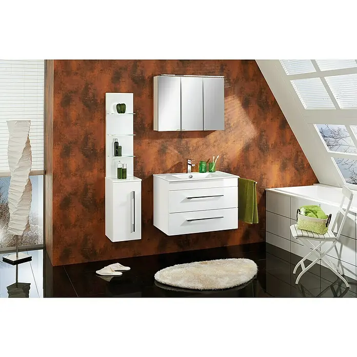 Camargue Stella LED-Spiegelschrank - B x H: 80 x 68,4 cm, Mit Beleuchtung, Spanplatte, Weiß - Stimmungsaufnahme