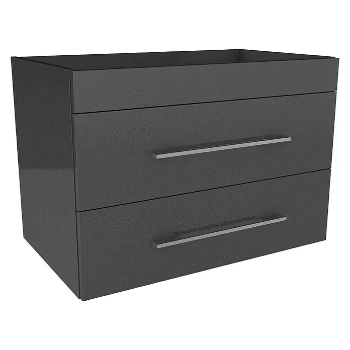 Camargue Stella Waschtischunterschrank - 79,4 x 48,9 x 55 cm, 2 Schubkästen, Ohne Beleuchtung, Grafit - Diagonale Ansicht