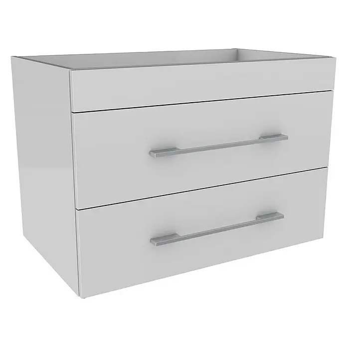Camargue Stella Waschtischunterschrank - 79,4 x 48,9 x 55 cm, 2 Schubkästen, Ohne Beleuchtung, Weiß - Diagonale Ansicht