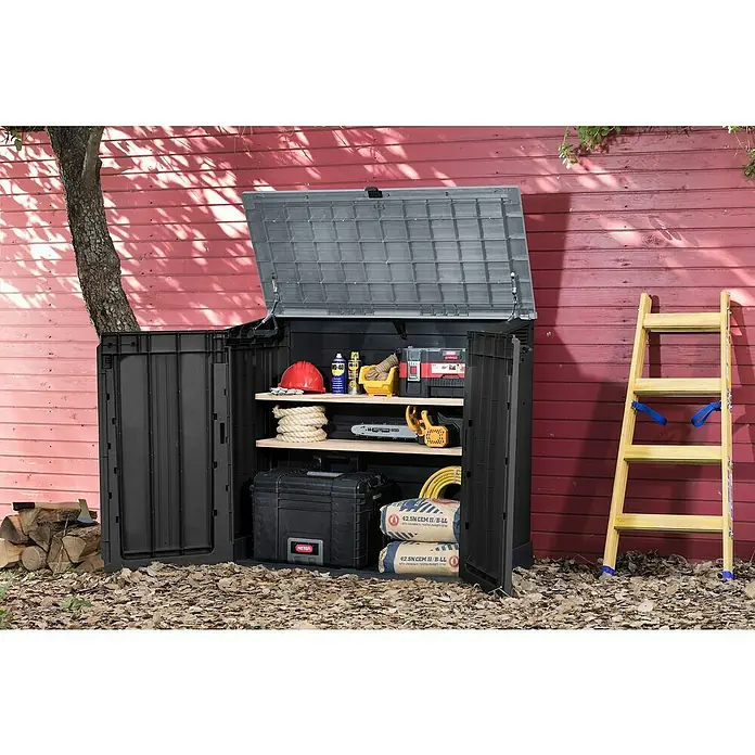 Keter Caseta multiuso Store it out Prime - L x An x Al: 132 x 71,5 x 113,5 cm, Gris/Negro, Plástico - Foto ambiente