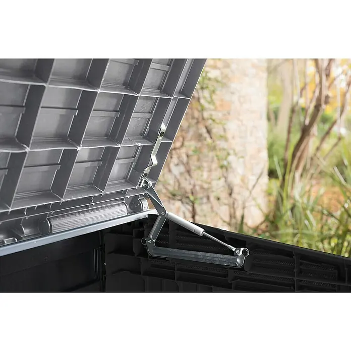 Keter Caseta multiuso Store it out Prime - L x An x Al: 132 x 71,5 x 113,5 cm, Gris/Negro, Plástico - Primer plano