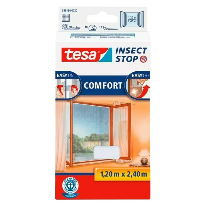 Tesa Insect Stop Mrežica za zaštitu od insekata Comfort - Boja tkanine: Bijele boje, D x Š: 240 x 120 cm - Pogled sprijeda